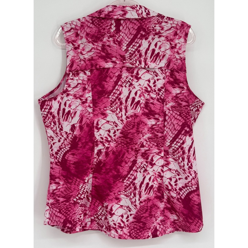 Reel Legends Womens Pink Snakeskin Sleeveless Fishing Shirt Ventilated Sz 1X - Picture 4 of 7